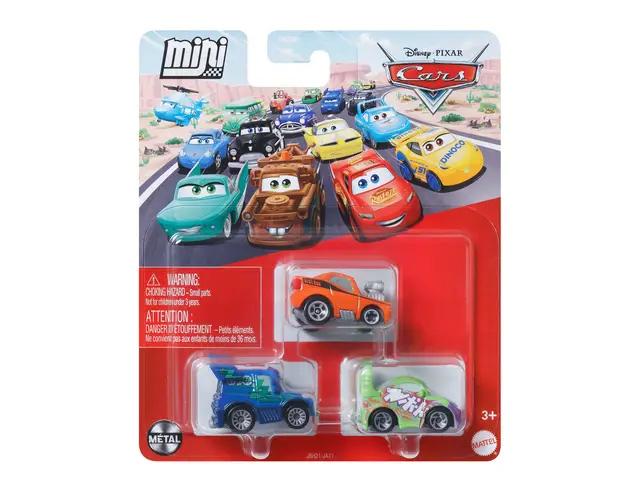 MATTEL Disney Pixar Cars Disney and Pixar Cars Mini Racers 3-Pack, Set of 3 Toy Vehicles from the Franchise (Styles May Vary)