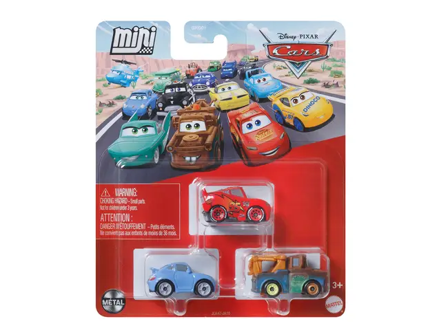 MATTEL Disney Pixar Cars Disney and Pixar Cars Mini Racers 3-Pack, Set of 3 Toy Vehicles from the Franchise (Styles May Vary)