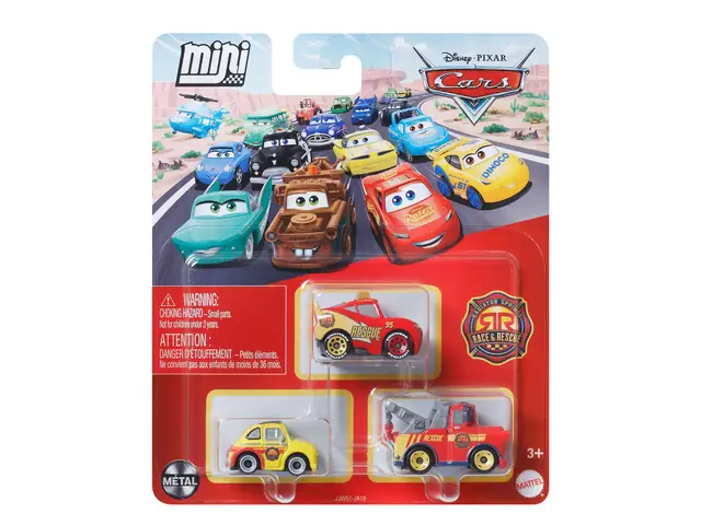 MATTEL Mattel Disney and Pixar Cars Mini Racers 3-Pack, Set of 3 Toy Vehicles from the Franchise (Styles May Vary)