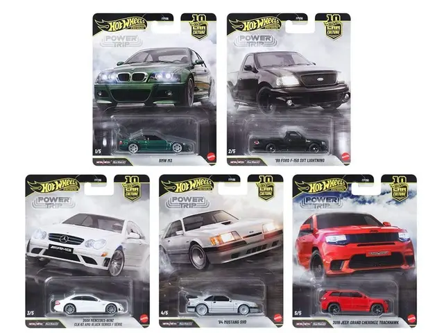 MATTEL Hot Wheels - 1/64 Power Trip Mix box of 5 + Blister