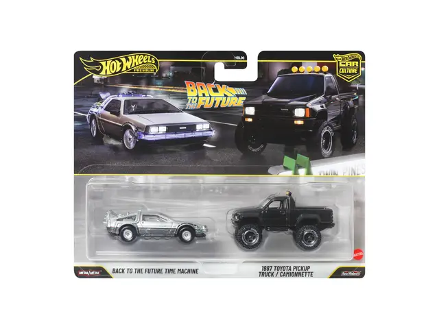 MATTEL Hot Wheels - 1/64 Back To The Future Time Machine & 1987 Toyota Pickup Truck (CF)