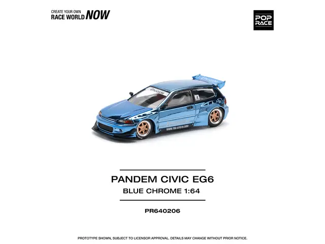 POP RACE Pop Race - 1/64 Pandem Civic EG6, blue chrome