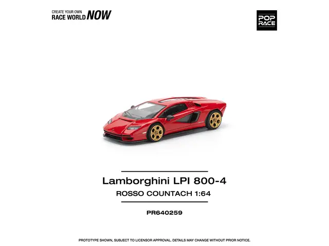 POP RACE Pop Race - 1/64 Lamborghini Countach LPI-800, Rosso