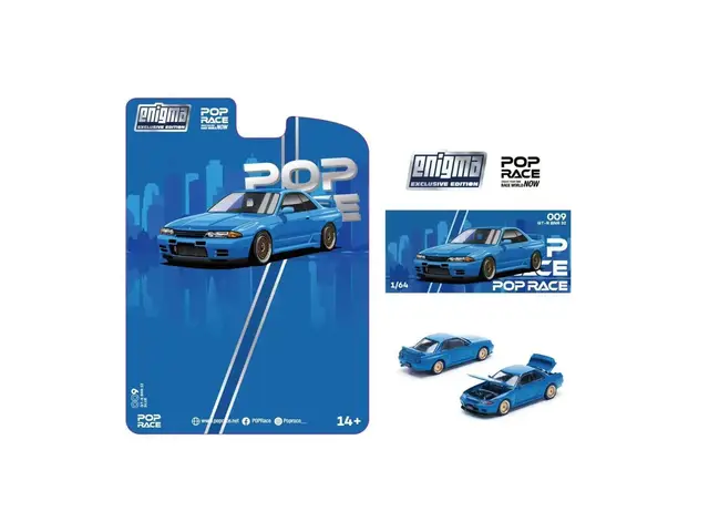 POP RACE Pop Race - 1/64 Nissan Skyline R32, Bayside Blue