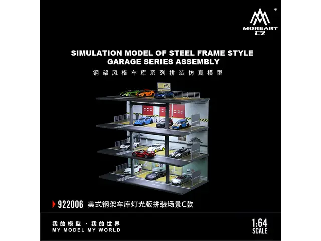 MOREART MoreArt - 1/64 American-style steel frame garage lighting assembly scene, model C, MO922006