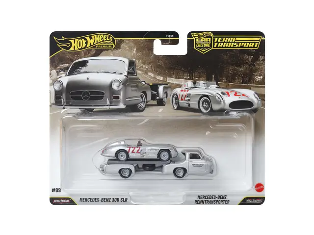 MATTEL 1/64 Mercedes Benz 300 SLR Uhlenhaut + 1955 Mercedes-Benz Renntransporter