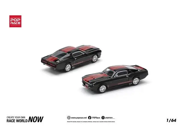 POP RACE 1/64 Shelby Mustang GT500, dark chrome/red