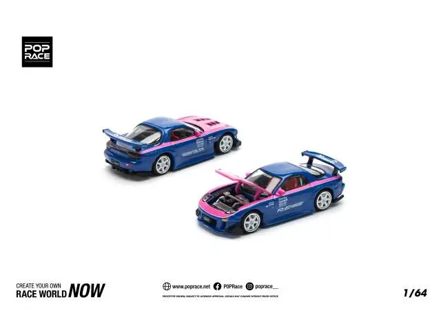 POP RACE 1/64 Mazda RX7 Re-Amemiya, blue/pink