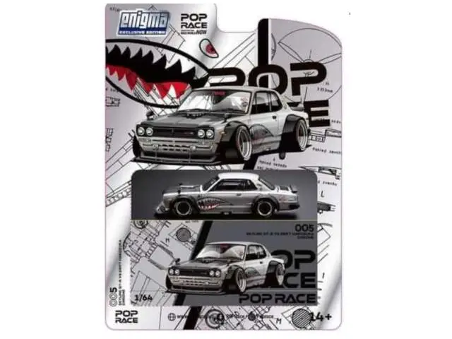 POP RACE 1/64 Nissan Skyline GT-R V8 Drift *Hakosuka*, metallic silver *Enigma Exclusive*