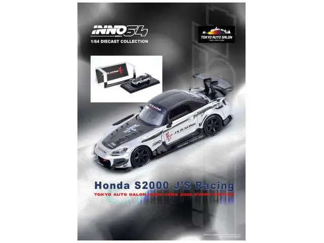 INNO64 1/64 2025 Honda S2000 J`S Racing Tokyo Auto Salon, chrome silver