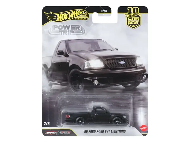 MATTEL Hot Wheels Car Culture Premium 1:64 Scale Die-Cast ’99 Ford F150 SVT Lightning, Power Trip Truck