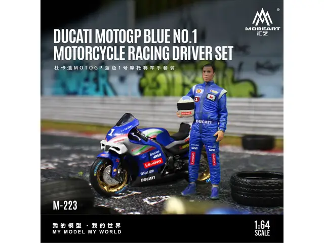 MOREART 1/64 Ducati MotoGP Blue No. 1 Motorcycle Racer Set MO222223