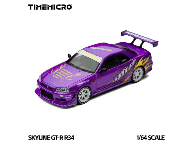 TIME MICRO 1/64 Skyline GT-R R34 - Drift Flame Purple TM800506
