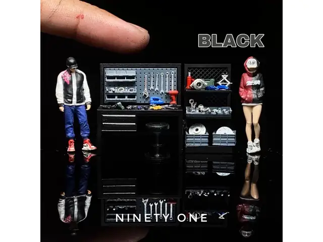 NINETYONE 1/64 Tool Table V2 Set Black Diecast Premium