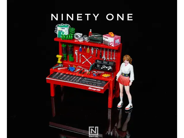 NINETYONE 1/64 Table à outils V3 Rouge Diecast Premium