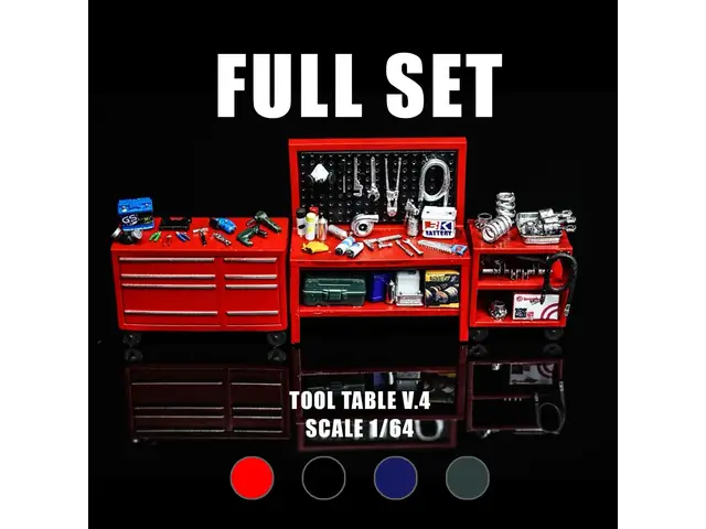 NINETYONE 1/64 Tool Table V4 Red Diecast Premium