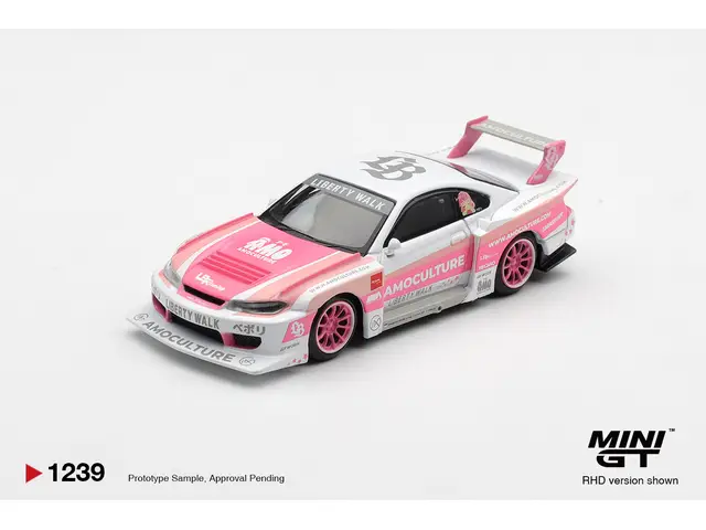 MINI GT 1/64 2026 Nissan Silvia (S15) LB-Super Silhouette Amoculture, white/pink