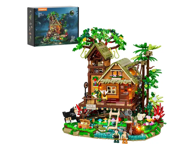 LUMIBRICKS Misty Forest Cabin illuminated building block set