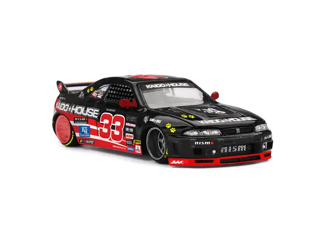 MINI GT 1/64 1995 Nissan Skyline GTR (R33) Black Kaido CAT, black/red