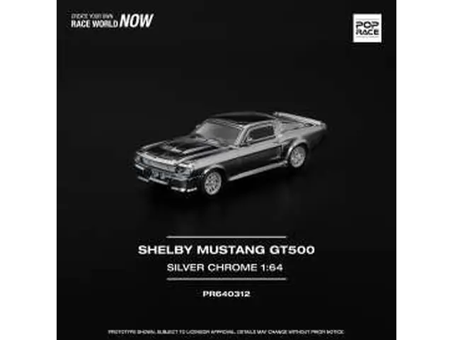 POP RACE 1/64 Shelby Mustang GT500, silver chrome